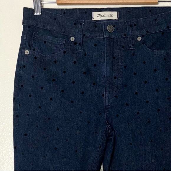 MADEWELL 9" High-Rise Skinny Jeans Flocked Dots Edition Women's 28 dark indigo - Picture 6 of 15